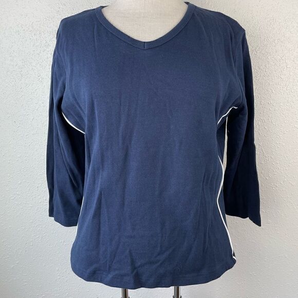 Passports Active Navy Blue Three Quarter Sleeve Top Size XL EUC - Picture 1 of 6